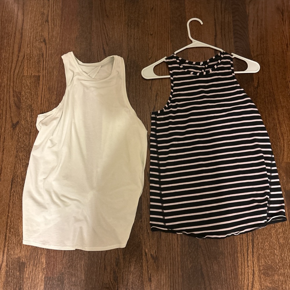 lululemon athletica White and Black Striped Tank Tops Sz 4 bundle